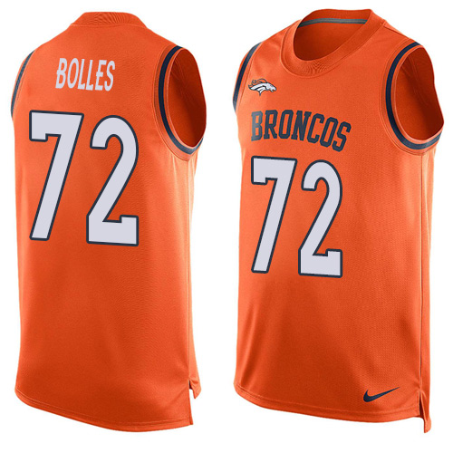 Nike Broncos #72 Garett Bolles Orange Team Color Men's Stitched NFL Limited Tank Top Jersey - Click Image to Close